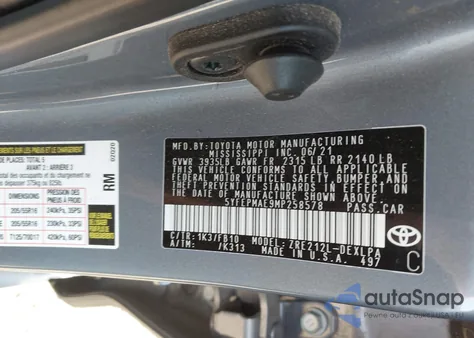 2021 Toyota Corolla Le from USA, damaged, VIN 5YFEPMAE9MP258578